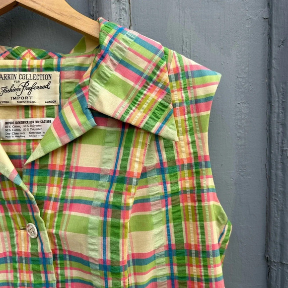 Vintage Arkin Collection plaid sleeveless  dress, size 20 (modern L/XL) - Picture 5 of 11